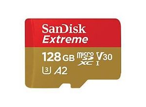 0619659189488 - SanDisk Extreme - Flash-Speicherkarte (microSDXC-an-SD-Adapter inbegriffen) - 128 GB - A2 Video Class V30 UHS-I U3 Class10 - microSDXC UHS-I 0619659189488 - SanDisk Extreme - Flash-Speicherkarte (microSDXC-an-SD-Adapter inbegriffen) - 128 GB - A2 Video Class V30 UHS-I U3 Class10 - microSDXC UHS-I