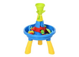 4250871299553 - Kinder Sandkastentisch mit 21-tlg Zubehör blau gelb 46 x 46 x 72 cm Sandspielzeug Kinderspieltisch Strandspielzeug 4250871299553 - Kinder Sandkastentisch mit 21-tlg Zubehör blau gelb 46 x 46 x 72 cm Sandspielzeug Kinderspieltisch Strandspielzeug