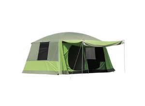 4250871250769 - Familienzelt für 4-8 Personen gelbgrün 410 x 310 x 225 cm (LxBxH) Campingzelt Kuppelzelt Schlafkabine Vorzelt