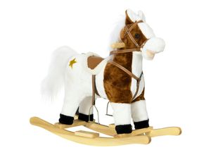 4255633541109 - Schaukelpferd mit 3 x AA-Batterien braun 68L x 26B x 62H cm einhorn kinderschaukel mit beckengurt plüschbezug holzkufen 4255633541109 - Schaukelpferd mit 3 x AA-Batterien braun 68L x 26B x 62H cm einhorn kinderschaukel mit beckengurt plüschbezug holzkufen
