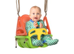 4255633520906 - 3-in-1 Babyschaukel Kinderschaukel mit verstellbarem Seil 120-180 cm höhenverstellbar Kleinkindschaukel Schaukelsitz für Kinder ab 9 Monaten bis