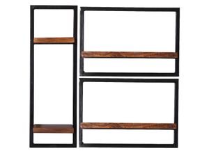 4059865169854 - Wandregal Set 3tlg Panama Mangoholz Metall Wandboard Hängeregal Ablageregal Bücherregal 4059865169854 - Wandregal Set 3tlg Panama Mangoholz Metall Wandboard Hängeregal Ablageregal Bücherregal