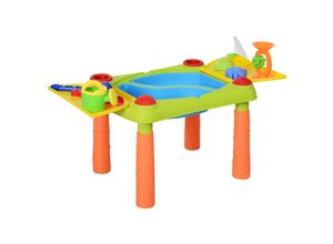 4250871299539 - Kinder Sandkastentisch mit 16-tlg Zubehör grün gelb orange 995 x 545 x 48 cm Sandspielzeug Kinderspieltisch Strandspielzeug 4250871299539 - Kinder Sandkastentisch mit 16-tlg Zubehör grün gelb orange 995 x 545 x 48 cm Sandspielzeug Kinderspieltisch Strandspielzeug