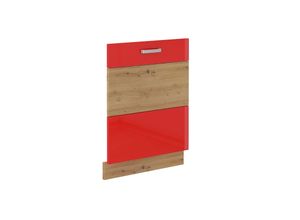 4260304597354 - Küchen Preisbombe - Frontblende für vollintegrierten Geschirrspüler 60 Eiche Artisan Rot Hochglanz