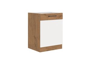 4260304599518 - Vigo Unterschrank 60 Eiche Lancelot Weiß Hochglanz Küchenzeile Küchenblock Küche