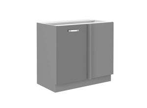 4260304598535 - Eckunterschrank 105 Bianca Grau Hochglanz Küchenzeile Küchenblock Küche Grey
