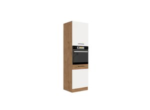 4260304599709 - Küchen Preisbombe - Vigo Hochschrank 60 Eiche Lancelot Weiß Hochglanz Küchenzeile Küchenblock Küche