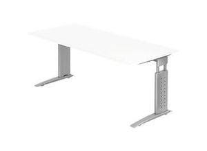 4032062194805 - Schreibtisch TARVIS C-Fuß Rechteck B 1800 mm Gestell silber höhenverstellbar weiß