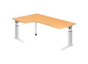 4032062141373 - Eckschreibtisch TARVIS B 2000 x T 1200 800 x H 680-860 mm Gestell weiß Buche-Dekor