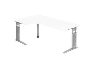 4032062141403 - Eckschreibtisch TARVIS B 2000 x T 1200 800 x H 680-860 mm Gestell silber weiß