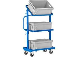 4250448502666 - Rollcart Beistellwagen mit 3 offenen Stahl- Ladeflächen 620x410mm in neigbarer Ausführung