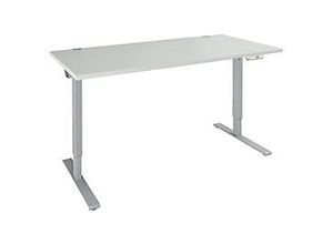 4251898808971 - Genius Schreibtisch AERO FLEX elektrisch höhenverstellbar Rechteck C-Fuß B 1200 mm lichtgrau weißalu 4251898808971 - Genius Schreibtisch AERO FLEX elektrisch höhenverstellbar Rechteck C-Fuß B 1200 mm lichtgrau weißalu