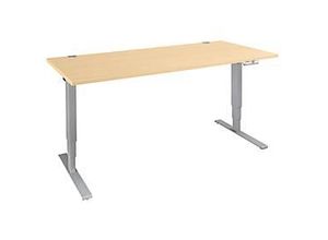 4251898809091 - Genius Schreibtisch AERO FLEX elektrisch höhenverstellbar Rechteck C-Fuß B 1800 x T 800 x H 620-1280 mm Ahorn weißalu