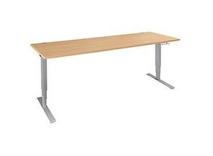 4251898809138 - Genius Schreibtisch AERO FLEX elektrisch höhenverstellbar Rechteck C-Fuß B 2000 x T 800 x H 620-1280 mm Buche weißalu 4251898809138 - Genius Schreibtisch AERO FLEX elektrisch höhenverstellbar Rechteck C-Fuß B 2000 x T 800 x H 620-1280 mm Buche weißalu
