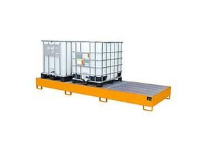 4052462030459 - Auffangwanne AW 1000-3 für 3 IBC-Container à 1000 l oder 10 Fässer à 200 l L 3850 x B 1300 x H 340 mm unterfahrbar gelborange 4052462030459 - Auffangwanne AW 1000-3 für 3 IBC-Container à 1000 l oder 10 Fässer à 200 l L 3850 x B 1300 x H 340 mm unterfahrbar gelborange
