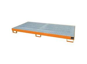 4052462030787 - eurokraft pro Regal-Bodenwanne 240 l Auffangvolumen LxBxH 2650 x 1300 x 210 mm mit Gitterrost orange lackiert
