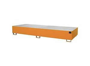 4052462053960 - eurokraft pro Regal-Bodenwanne 1000 l Auffangvolumen LxBxH 3550 x 1300 x 355 mm mit Gitterrost gelborange