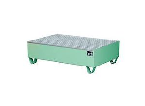 4052462020849 - Auffangwanne für 2 Fässer à 200 l mit verzinktem Gitterrost L 1200 x B 800 x H 360 mm unterfahrbar Stahl resedgrün RAL 6011