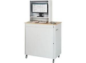 4040376855312 - Computer-Arbeitsplatz HxBxT 1810 x 1030 x 660 mm mit Monitorgehäuse fahrbar lichtgrau enzianblau 4040376855312 - Computer-Arbeitsplatz HxBxT 1810 x 1030 x 660 mm mit Monitorgehäuse fahrbar lichtgrau enzianblau