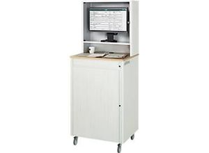 4040376855282 - Computer-Arbeitsplatz HxBxT 1810 x 720 x 660 mm mit Monitorgehäuse fahrbar lichtgrau   enzianblau RAU