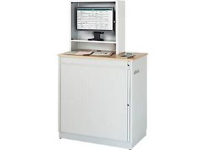 4040376855305 - Computer-Arbeitsplatz HxBxT 1810 x 1030 x 660 mm mit Monitorgehäuse lichtgrau   enzianblau RAU