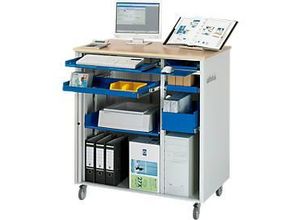 4040376052025 - Computer-Arbeitsplatz HxBxT 1100 x 1030 x 660 mm fahrbar lichtgrau enzianblau RAU 4040376052025 - Computer-Arbeitsplatz HxBxT 1100 x 1030 x 660 mm fahrbar lichtgrau enzianblau RAU