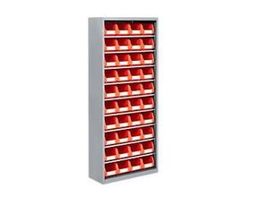 4063332958247 - Magazinregal 1690 mm hoch 9 Böden 40 Kästen lichtgrau