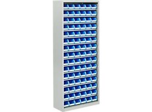 4063332958308 - Magazinschrank 1690 mm hoch 14 Böden 90 Kästen ohne Türen lichtgrau