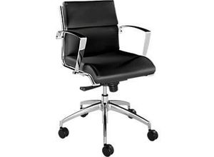 4250510885390 - Bürostuhl ORIGAMI Lederbezug Wippmechanik mit Armlehnen halbhohe Rückenlehne schwarz