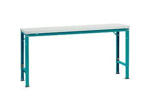 4045916140224 - AU70875021 Arbeits-Grundtisch UNIVERSAL Spezial mit Kunststoffplatte BxTxH = 1750x800x722-1022 mm Wasserblau