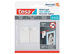 4042448340467 - Powerstrips Klebenagel 2 Stück für Tapeten und Putz bis 05kg Tragkraft schnell und spurlos ablösbar - selbstklebend - weiß - Tesa 4042448340467 - Powerstrips Klebenagel 2 Stück für Tapeten und Putz bis 05kg Tragkraft schnell und spurlos ablösbar - selbstklebend - weiß - Tesa
