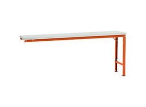 4045916151213 - AU81112001 Arbeits-Anbautisch UNIVERSAL Spezial mit Melaminplatte BxTxH = 2000 x 800 x 722-1022 mm Rotorange (RAL 2001)