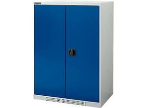 4051273768506 - Genius Flügeltürenschrank FS Stahl mit Belüftungslöchern B 810 x T 520 x H 1105 mm 3 OH Lichtgrau Enzianblau bis 180 kg 4051273768506 - Genius Flügeltürenschrank FS Stahl mit Belüftungslöchern B 810 x T 520 x H 1105 mm 3 OH Lichtgrau Enzianblau bis 180 kg