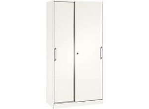 4062084630289 - C+P Schiebetürenschrank Asisto H1980xB1000xT435mm Korpus Verkehrsweiß Fronten Verkehrsweiß Anzahl Fächer 4