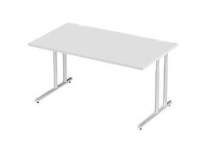 4250510821350 - Select Schreibtisch COMBITEC Rechteck C-Fuß B 1600 x T 800 x H 677-817 mm lichtgrau weißaluminium