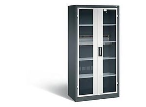 4064615955540 - C+P Akkuladeschrank Basic mit Sichtfenster aus Acrylglas H 1950 x B 930 x T 500 mm Anthrazit Lichtgrau 4064615955540 - C+P Akkuladeschrank Basic mit Sichtfenster aus Acrylglas H 1950 x B 930 x T 500 mm Anthrazit Lichtgrau