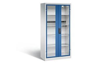 4064615955564 - Akkulade-Schrank Sichtfenster-Türen BxTxH 930x500x1950 mm 1 Boden mit 5-fach Steckdosenleiste3 Einlegeböden RAL 7035 5010 4064615955564 - Akkulade-Schrank Sichtfenster-Türen BxTxH 930x500x1950 mm 1 Boden mit 5-fach Steckdosenleiste3 Einlegeböden RAL 7035 5010
