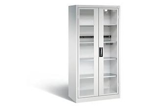 4064615955632 - C+P Akkuladeschrank Basic mit Sichtfenster aus Acrylglas H 1950 x B 930 x T 500 mm Lichtgrau 4064615955632 - C+P Akkuladeschrank Basic mit Sichtfenster aus Acrylglas H 1950 x B 930 x T 500 mm Lichtgrau