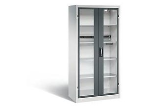 4064615955625 - C+P Akkuladeschrank Basic mit Sichtfenster aus Acrylglas H 1950 x B 930 x T 500 mm Lichtgrau Anthrazit 4064615955625 - C+P Akkuladeschrank Basic mit Sichtfenster aus Acrylglas H 1950 x B 930 x T 500 mm Lichtgrau Anthrazit