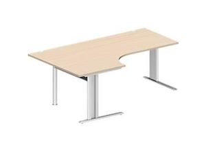 4250510837900 - Pure Winkelschreibtisch PLANOVA BASIC 90° Winkel links C-Fuß B 2000 x T 1200 800 x H 717 mm Ahorn weiß + Kabelkanal