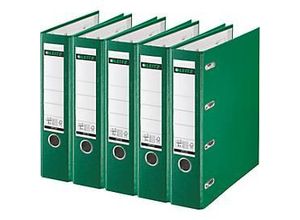 4002432448302 - LEITZ® Doppelordner 1012 2 x A5 Rückenbreite 75 mm Präzisions-Hebelmechanik Sichttasche für Rückenschild Griffloch Polypropylen grün 5 Stück 4002432448302 - LEITZ® Doppelordner 1012 2 x A5 Rückenbreite 75 mm Präzisions-Hebelmechanik Sichttasche für Rückenschild Griffloch Polypropylen grün 5 Stück