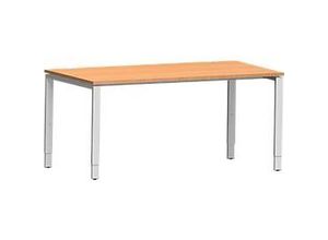 4250510843321 - Genius Schreibtisch Modena Flex Rechteck 4-Fuß Rechteckrohr B 1600 x T 800 x H 650-850 mm Buche weißaluminium