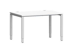 4250510843208 - Genius Schreibtisch Modena Flex Rechteck 4-Fuß Rechteckrohr B 1200 x T 800 x H 650-850 mm weiß weißaluminium