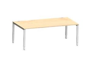 4250510843635 - Genius Schreibtisch Modena Flex Rechteck 4-Fuß Rechteckrohr B 2000 x T 1000 x H 650-850 mm Ahorn weißaluminium