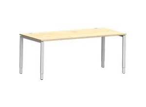 4250510843482 - Genius Schreibtisch Modena Flex Rechteck 4-Fuß Rechteckrohr B 1800 x T 800 x H 650-850 mm Ahorn weißaluminium