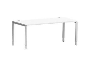 4250510843505 - Genius Schreibtisch Modena Flex Rechteck 4-Fuß Rechteckrohr B 1800 x T 800 x H 650-850 mm weiß weißaluminium