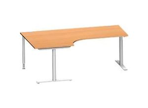 4250510881446 - Genius Winkelschreibtisch MODENA FLEX 90° Ansatz links T-Fuß-Rundrohr B 2000 mm buche weiß