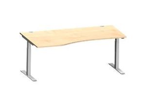 4250510875315 - Genius Schreibtisch MODENA FLEX Freiform links T-Fuß Rechteckrohr B 1800 x T 1000 800 x H 650-850 mm Ahorn weißalu