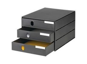 7612176074506 - Schubladenbox styro® Styroval Format C4 3 geschlossene Schübe stapelbar Beschriftungsmaterial B 243 x T 335 x H 200 mm Recycling-Kunststoff schwarz 7612176074506 - Schubladenbox styro® Styroval Format C4 3 geschlossene Schübe stapelbar Beschriftungsmaterial B 243 x T 335 x H 200 mm Recycling-Kunststoff schwarz
