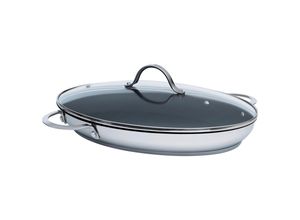 9002655014082 - Fischpfanne  Anthrazit Silber  Metall  oval  26x5x389 cm  backofengeeignetbackofengeeignet antihaftbeschichtet Deckel hitzebeständig